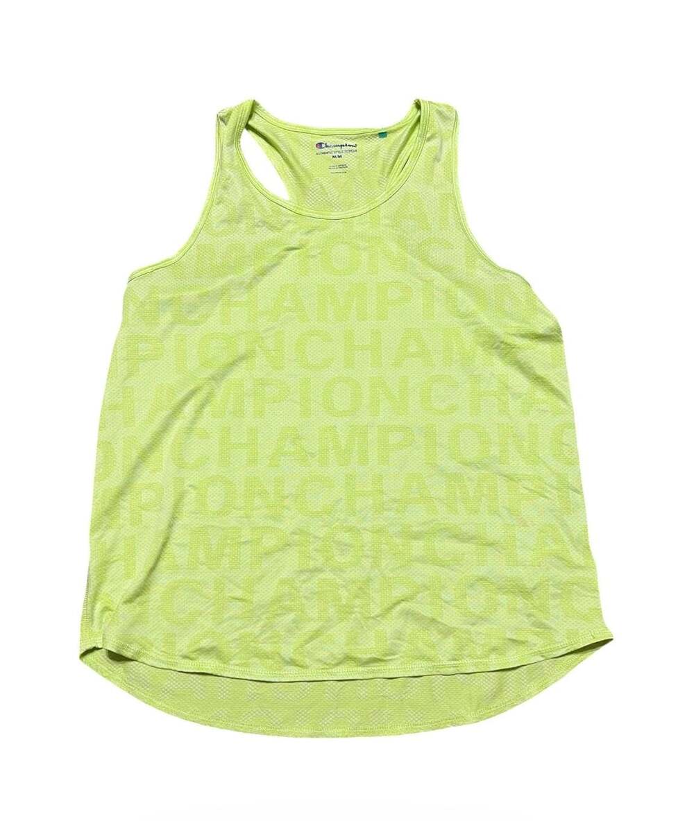 Champion Women's Neon Yellow Logo Print Racerback Tank Top